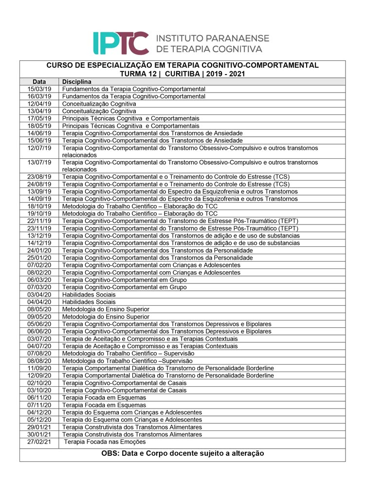 Cronograma TCC Turma 12 - IPTC